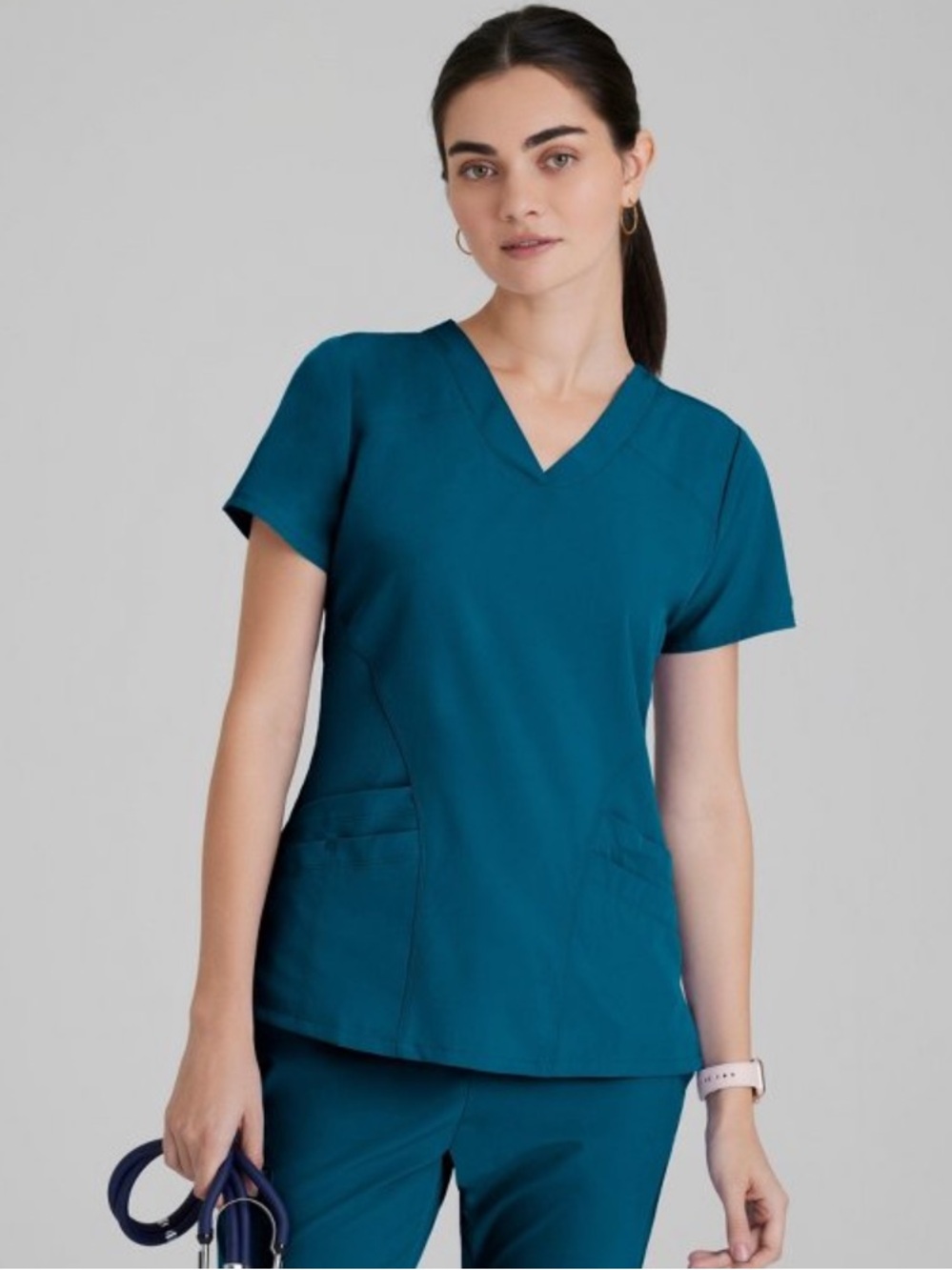 Barco Uniforms Teal V-Neck Short Sleeve Scrub Top